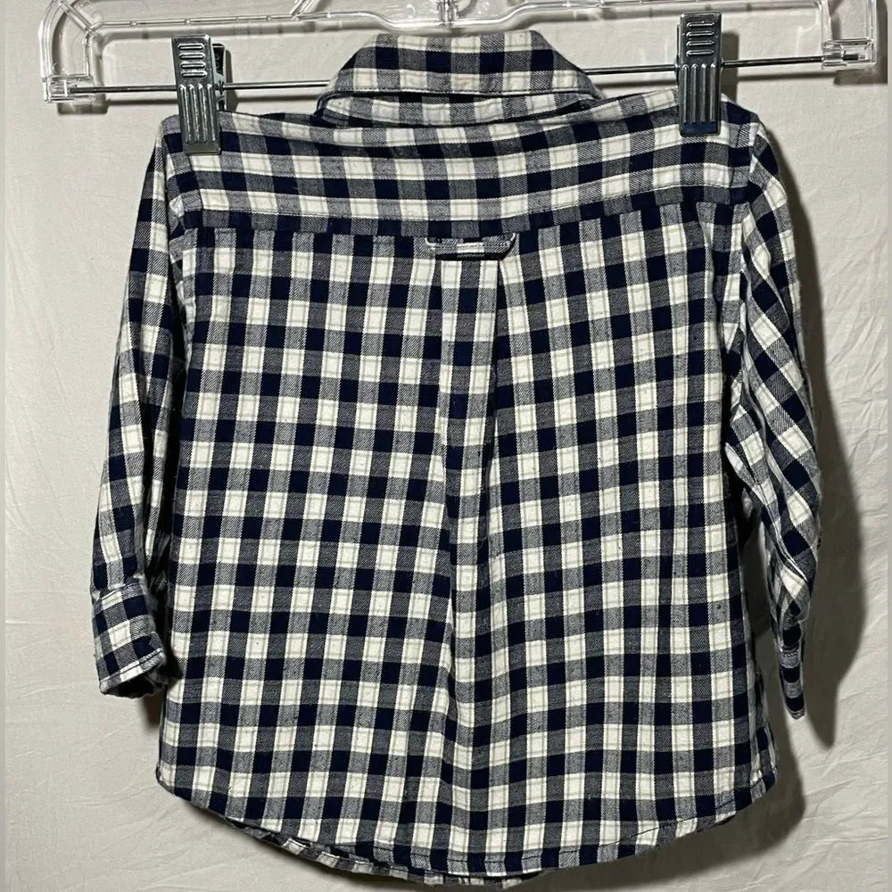 Baby GAP Buffalo Plaid Button Down Shirt 18-24M Black White Long Sleeve NWOT